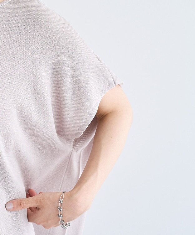 Green Parks 接触冷感ゆったりニットチュニック Light Gray