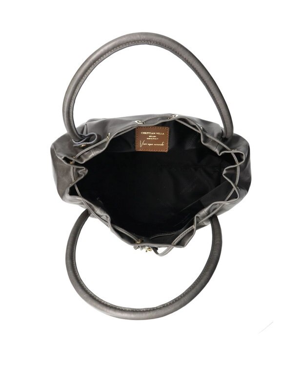 INTER-CHAUSSURES 【CHRISTIAN VILLA】レザー巾着ショルダーバッグ グレー