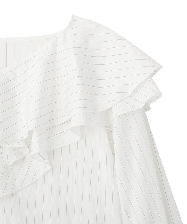 YECCA VECCA ストライプ柄ラッフルブラウス Stripe