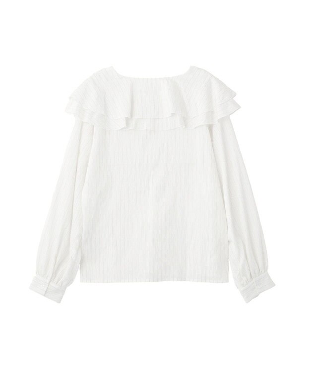 YECCA VECCA ストライプ柄ラッフルブラウス Stripe