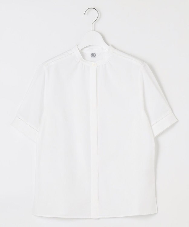 J.PRESS LADIES S 【洗える・イージーケア】ライトタンブラー バンドカラー ブラウス ホワイト系