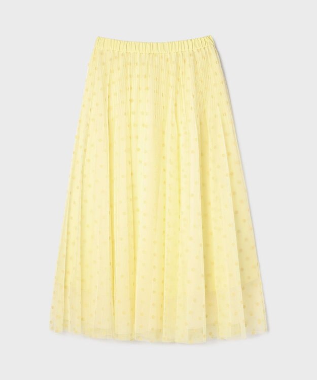 GRACE CONTINENTAL フロッキードットプリーツスカート イエロー