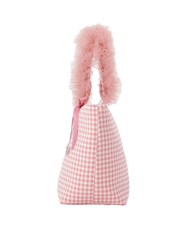 Maison de FLEUR ギンガムブランドロゴフリルハンドルトート Pink