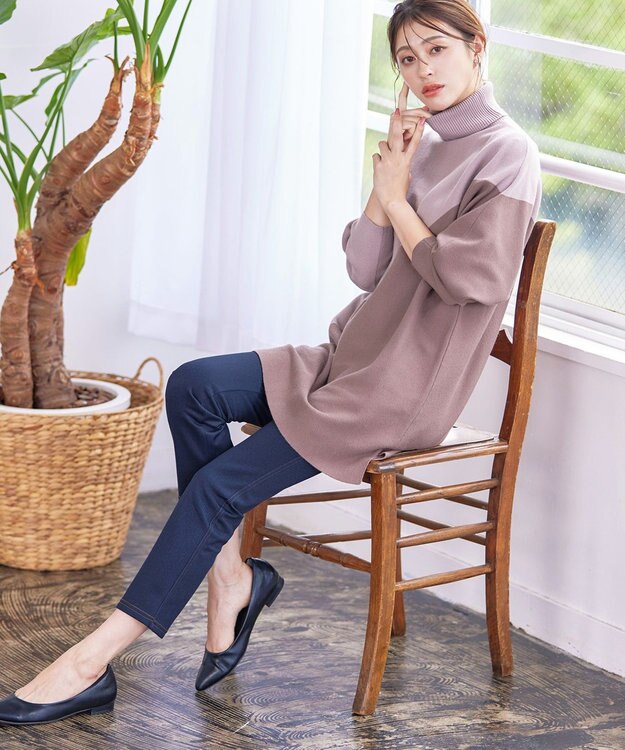 Tiaclasse 【洗える】デニムライク起毛ストレッチ ネイビー