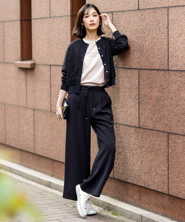 ANY SIS S レーシー ニット ブルゾン ブラック