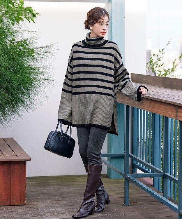 Tiaclasse 【洗える】デニムライク起毛ストレッチ ブラック