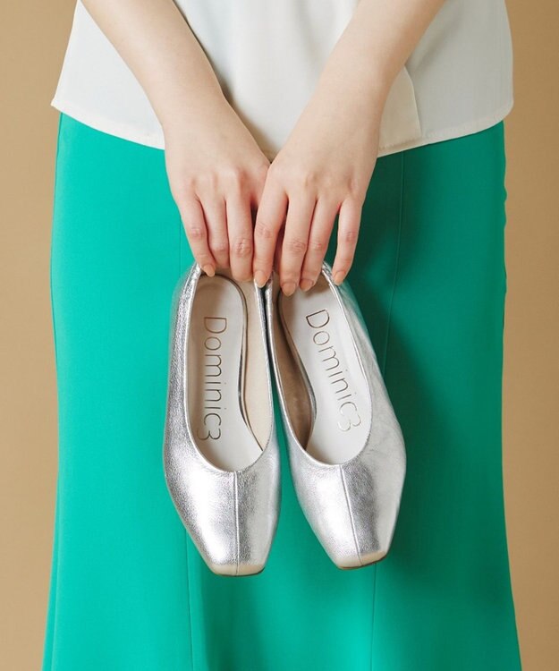 Dominic3 シープレザー バックゴムソフトパンプス シルバー