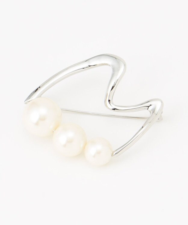 ICB パールラインブローチ シルバー系