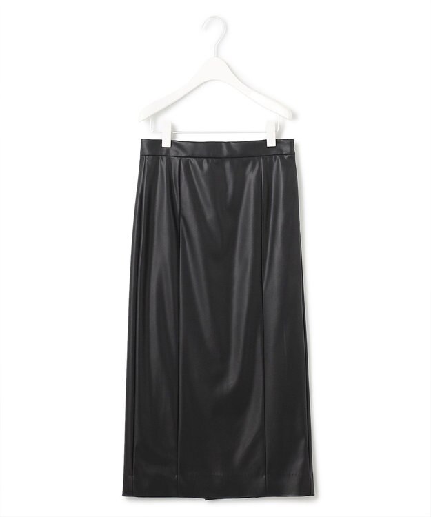 ICB フェイクレザー ナロースカート（サスペンダー付き） ブラック系