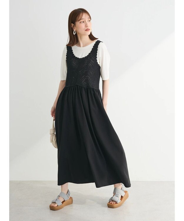 Green Parks ・ＳＵＧＡＲ　ＳＰＯＯＮ　クロシェキリカエワンピース Black