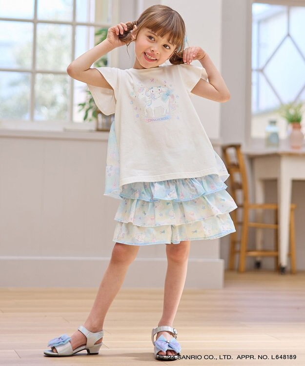 ANY KIDS 【サンリオキャラクターズ×any FAM】フリルショートパンツ サックスブルー×シナモロール