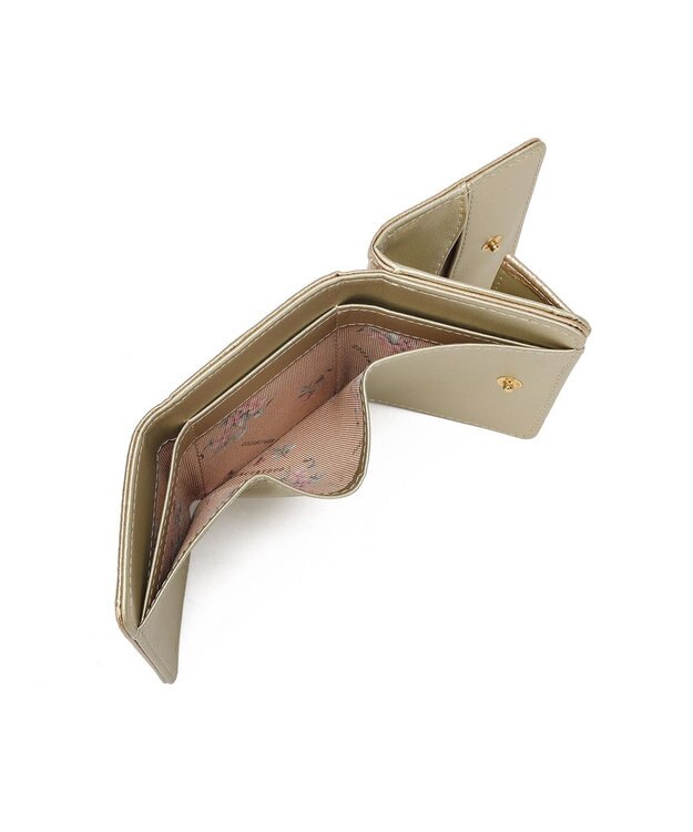 style code 【MERCURYDUO/マーキュリーデュオ】メタリッククラック調型押し　三つ折りミニ財布 ゴールド