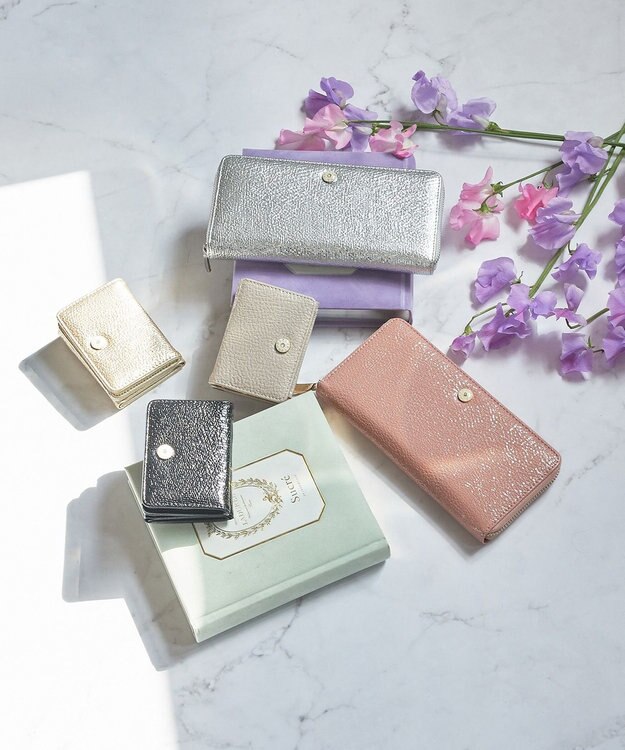 style code 【MERCURYDUO/マーキュリーデュオ】メタリッククラック調型押し　三つ折りミニ財布 ブラック