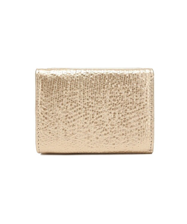 style code 【MERCURYDUO/マーキュリーデュオ】メタリッククラック調型押し　三つ折りミニ財布 ゴールド