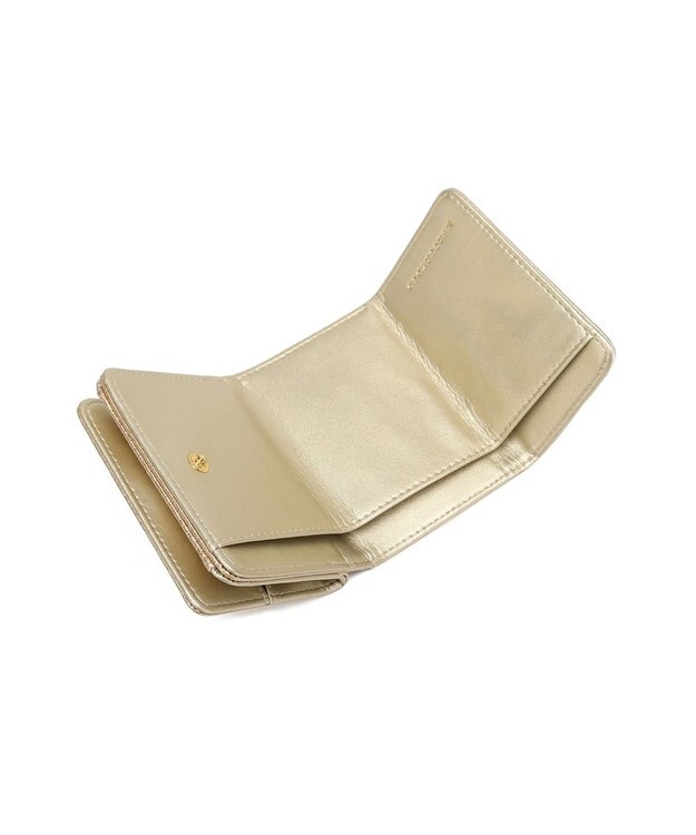 style code 【MERCURYDUO/マーキュリーデュオ】メタリッククラック調型押し　三つ折りミニ財布 ゴールド