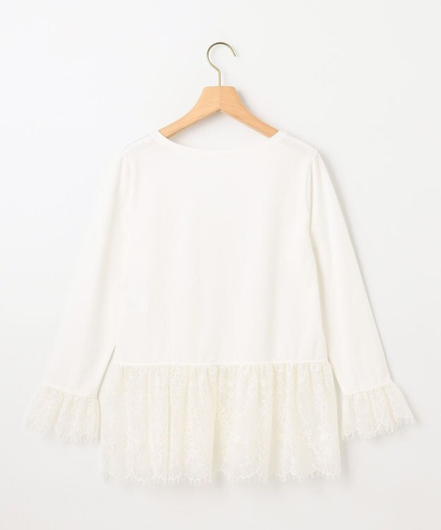 組曲 レースコンビ ロングTシャツ ホワイト系