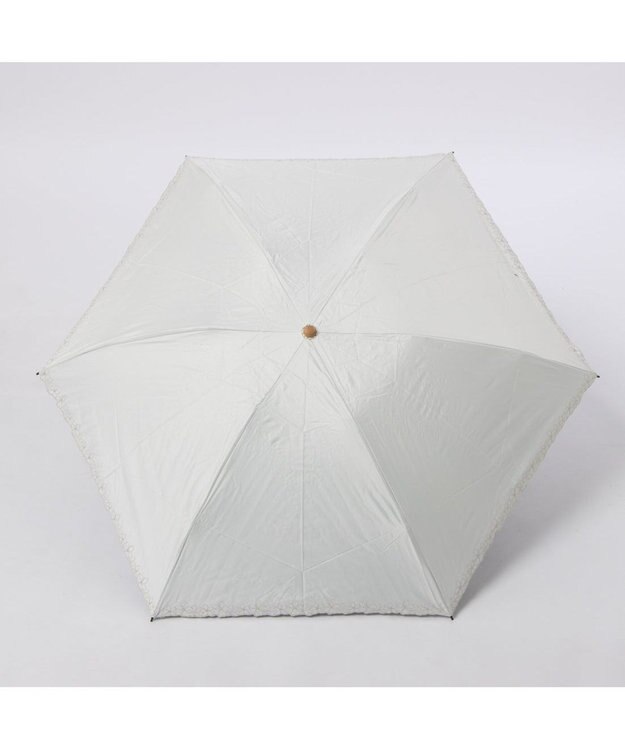 UNBILLION カシュネ cachenez /【晴雨兼用　日傘　UVカット率・遮光率100％生地使用 】PU超軽量プチフラワー刺繍カーボンミニ折りたたみ傘 ホワイト