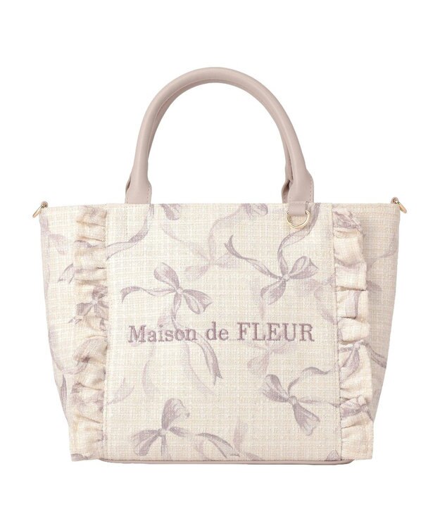 Maison de FLEUR ツイードリボンプリント2WayバッグM Pink