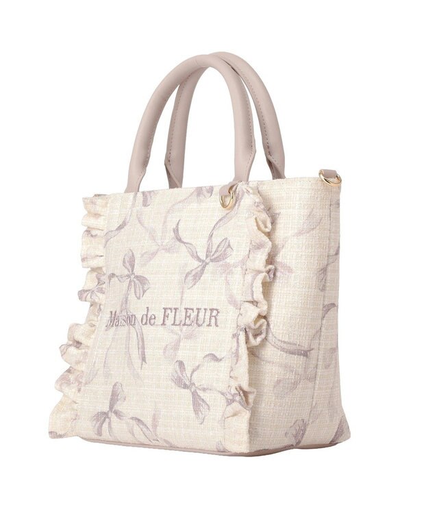 Maison de FLEUR ツイードリボンプリント2WayバッグM Pink