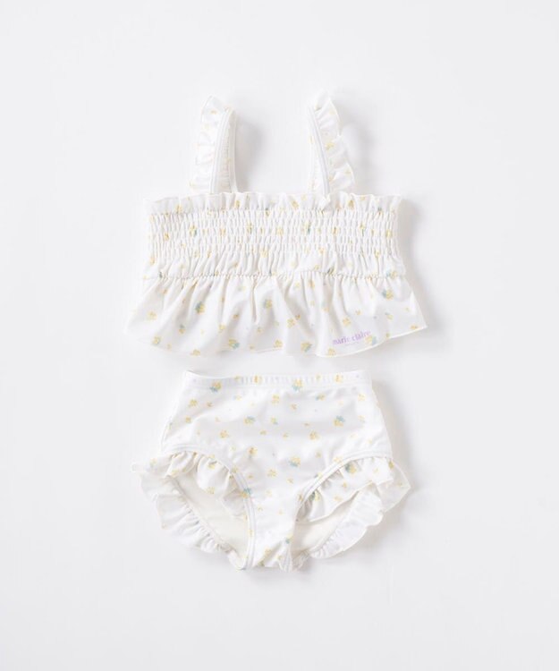 OP／FILA 【marie claire ENFANTS】シャーリングセパレート水着 ホワイト