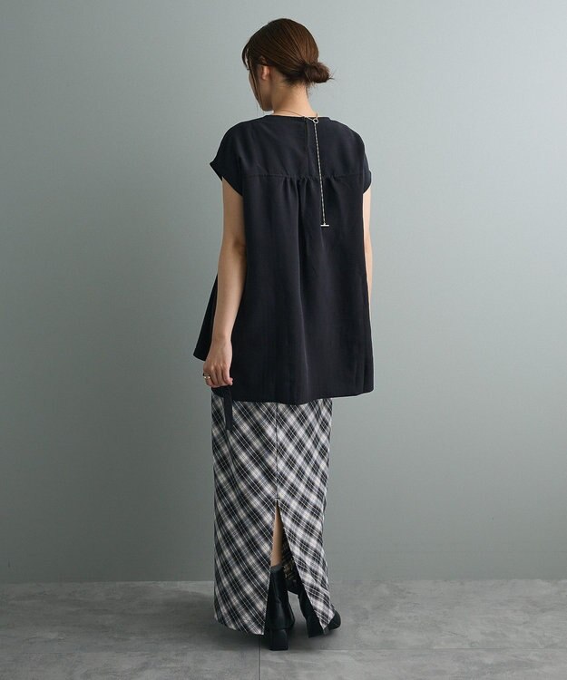 CRAFT STANDARD BOUTIQUE 布帛ウエストギャザー切替チュニック Black