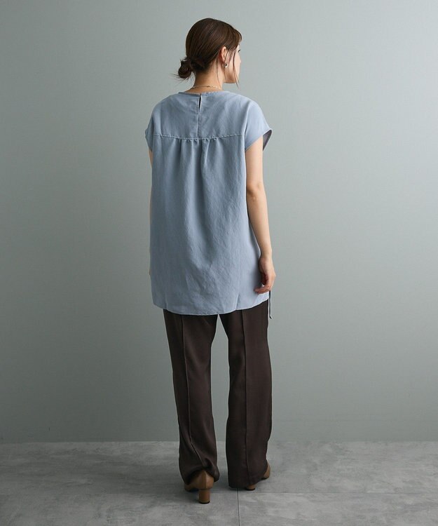 CRAFT STANDARD BOUTIQUE 布帛ウエストギャザー切替チュニック Blue Green