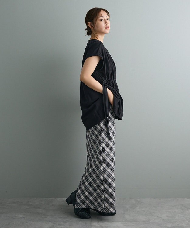 CRAFT STANDARD BOUTIQUE 布帛ウエストギャザー切替チュニック Black