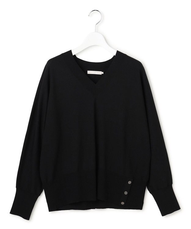 ICB クリアレーヨンストレッチ Vネックニット ブラック