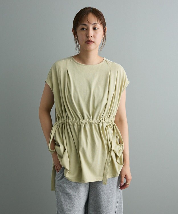 CRAFT STANDARD BOUTIQUE 布帛ウエストギャザー切替チュニック Lime Green