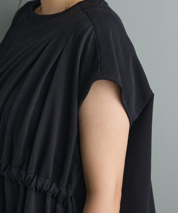 CRAFT STANDARD BOUTIQUE 布帛ウエストギャザー切替チュニック Black