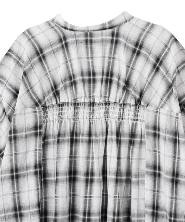 CRAFT STANDARD BOUTIQUE バックギャザーポンチョシャツ Check Ivory