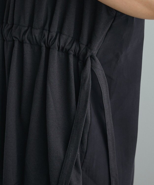 CRAFT STANDARD BOUTIQUE 布帛ウエストギャザー切替チュニック Black