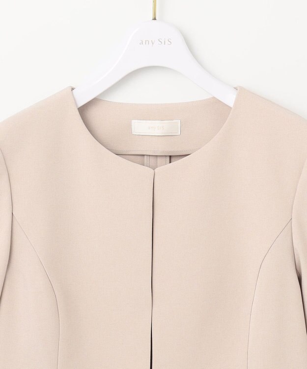 ANY SIS L 【UVカット / 接触冷感 / 吸水速乾】スマートビューティストレッチ ショートノーカラージャケット ライトベージュ