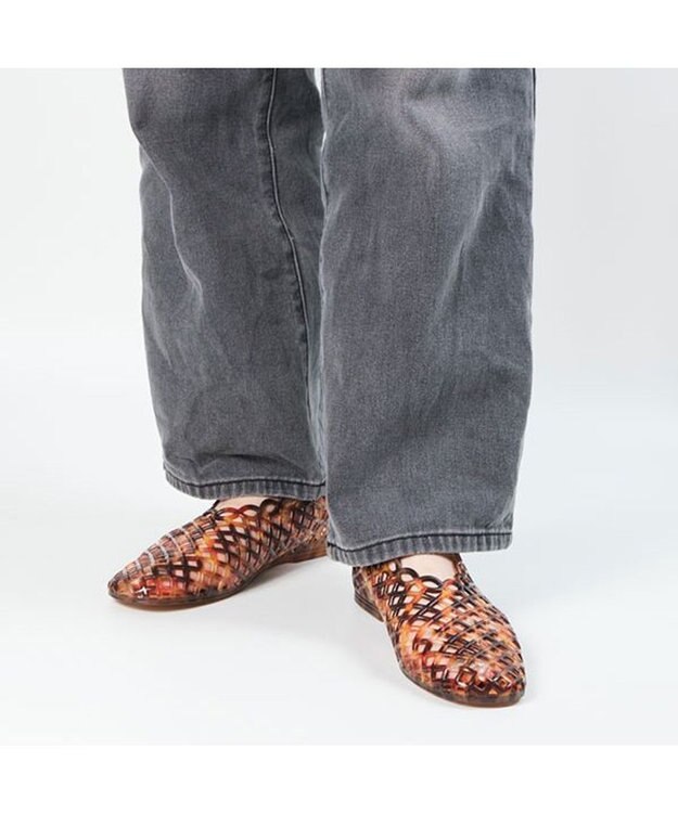 STEVE MADDEN GROVE-XS クリアメッシュフラットシューズ トータス