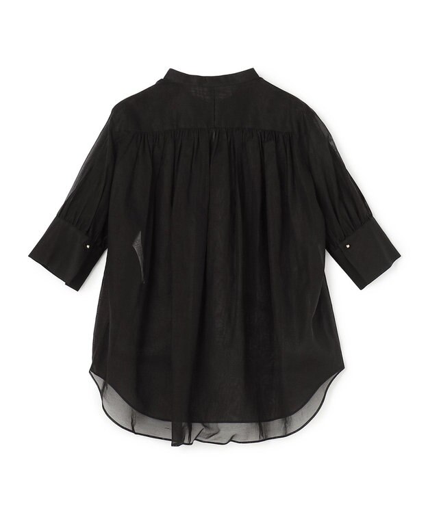 BEIGE， PLUMERIA / コットンシアーギャザーブラウス Black