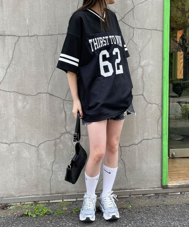 WEGO ナンバリングメッシュビッグT ブラック