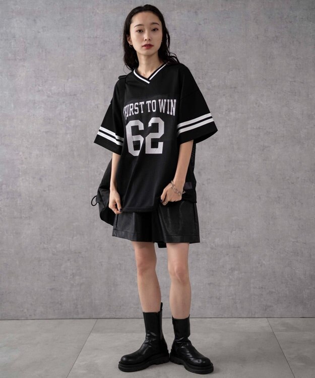 WEGO ナンバリングメッシュビッグT ブラック