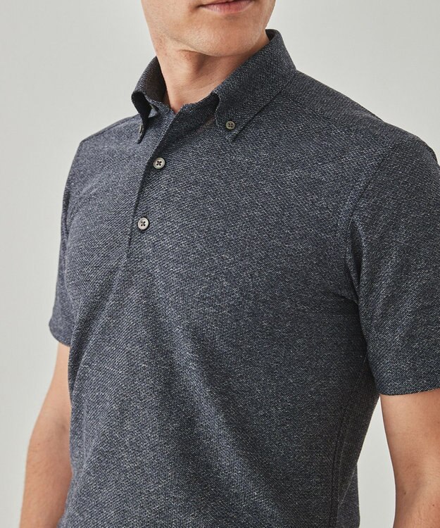 GOTAIRIKU 麻混・襟しっかり【洗える/通気性】ノルマンディーリネン ボタンダウンポロシャツ(25年モデル) ネイビー系