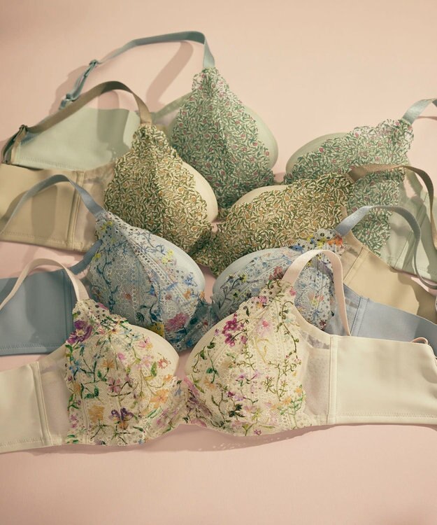 une nana cool MADE WITH LIBERTY FABRIC さあわたし レース 脇高ブラジャー ナチュラル