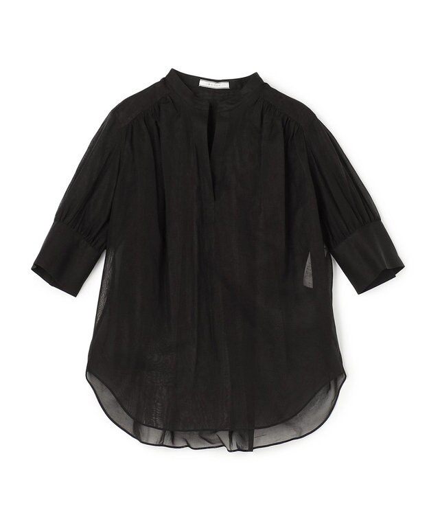 BEIGE， PLUMERIA / コットンシアーギャザーブラウス Black