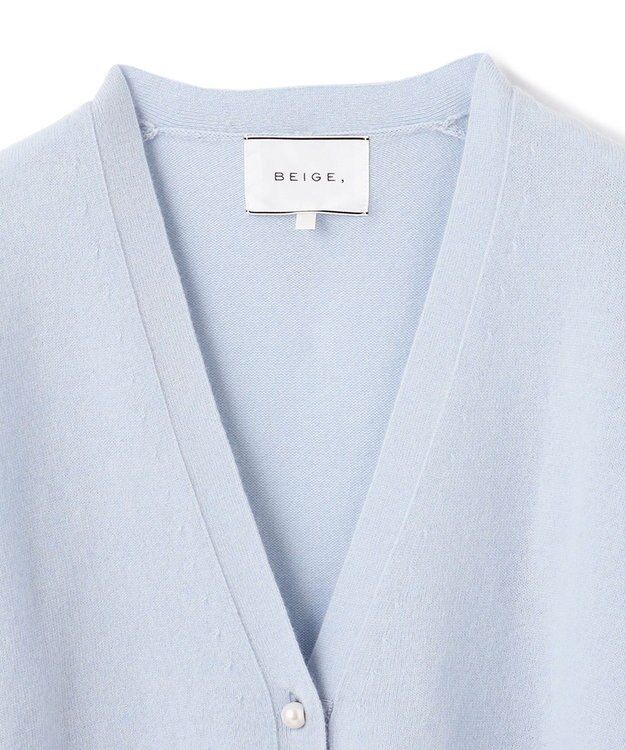 BEIGE， 【WEB限定・洗える】ALSACE / パール釦ウールニットカーディガン Sax