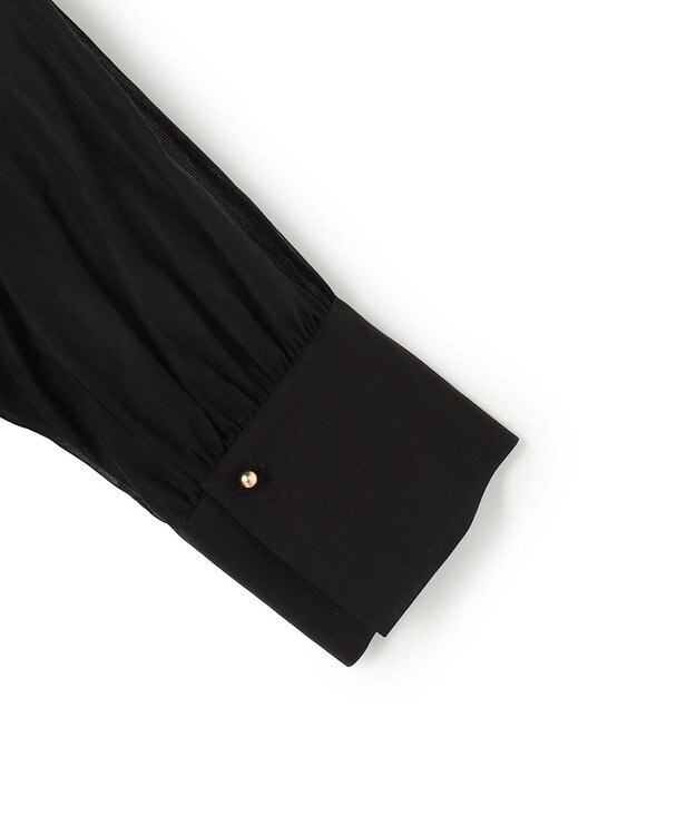 BEIGE， PLUMERIA / コットンシアーギャザーブラウス Black