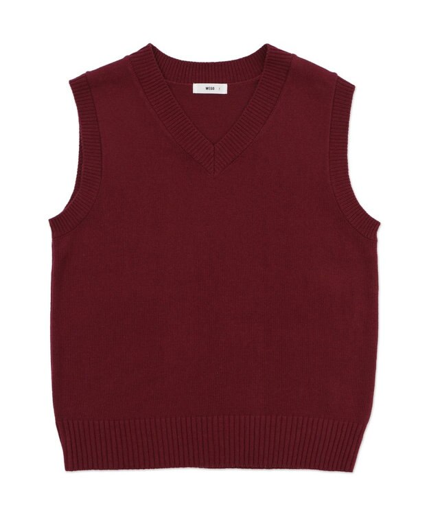 WEGO 【SCHOOLITEM】無地ニットベスト ワイン