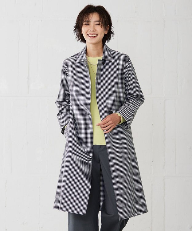 J.PRESS LADIES S 【洗える】 GIZAコットンギンガム ステンカラー コート ブラック系3