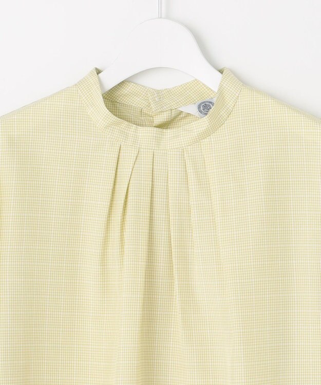 J.PRESS LADIES S 【洗える】セルロース チェック スタンドカラー ブラウス ピスタチオ系3
