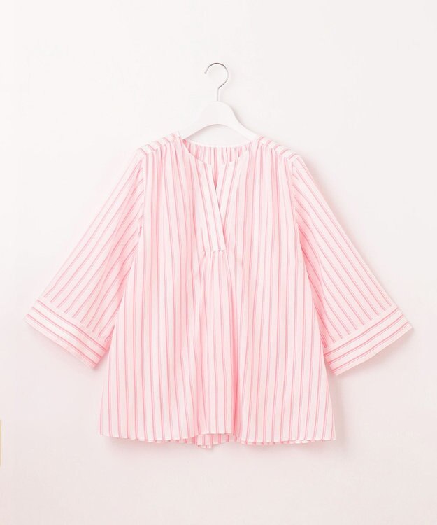 自由区 【洗える】SOMELOSテンセルスキッパー ブラウス オフ×ピンク