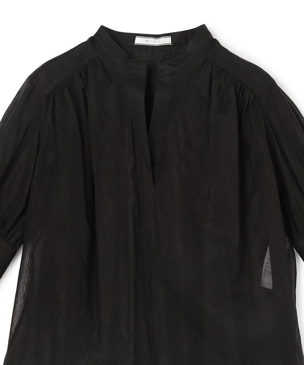 BEIGE， PLUMERIA / コットンシアーギャザーブラウス Black