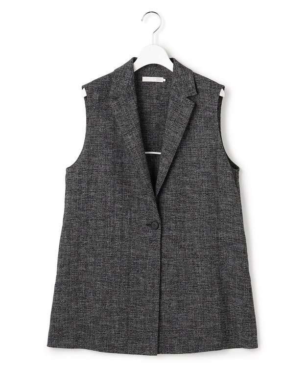 ICB L 【先行予約】 ミックスブッチャー バックスリットジレ ブラック×オフホワイト