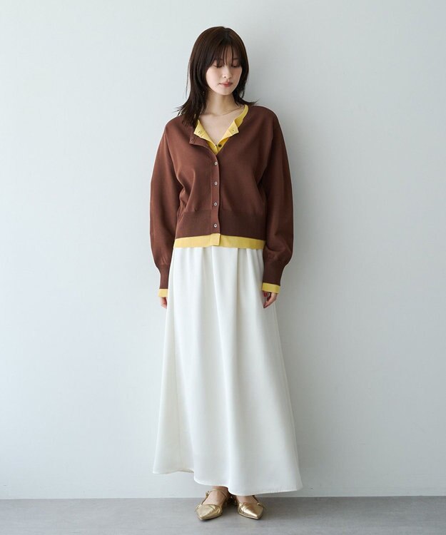 YECCA VECCA 2wayレイヤードクルーネックカーディガン Brown