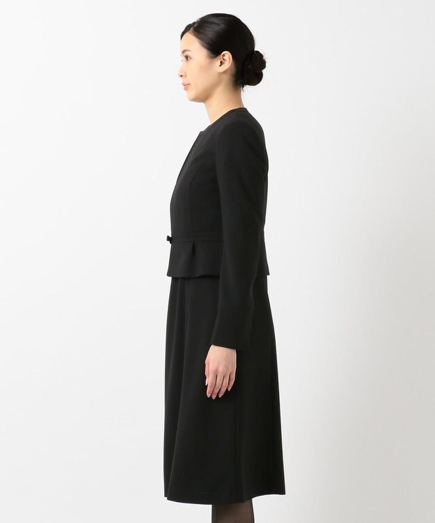 組曲 NOIR 【洗える】ウォッシャブルストレッチバーズアイ　ジャケット＋ワンピース ブラック系